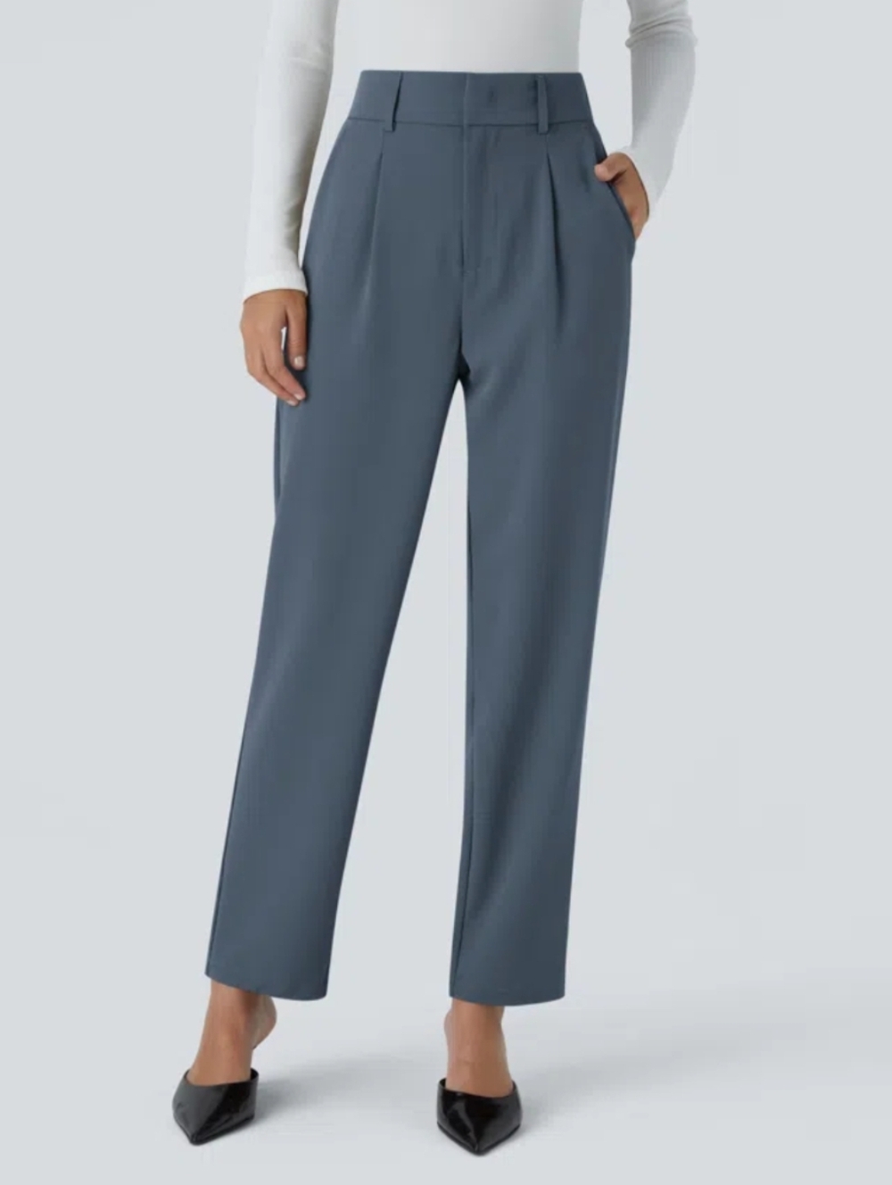 Halara High Waisted Tapered Work Pants XL Coronet Blue High Rise Pockets